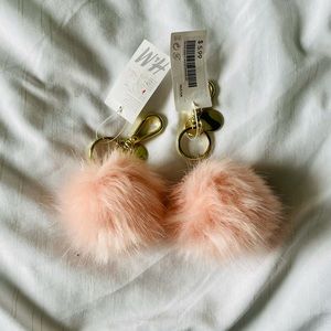 2 Pink 3” Pom Pom Key Chain H&M NWT